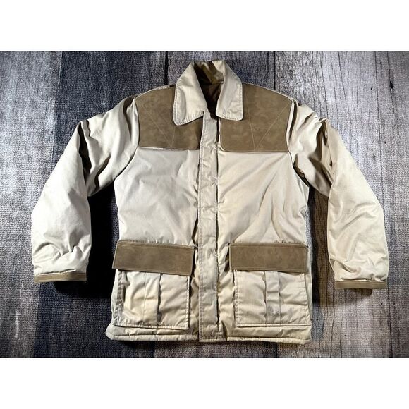 Vintage Hansa Branta by Stearns Tan Goose Down Puffer Hunting Jacket Coat - Picture 1 of 8
